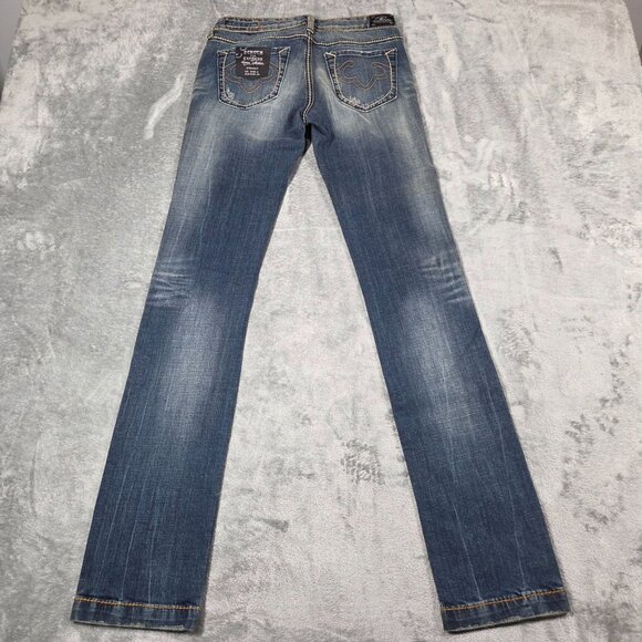 Rerock For Express Jeans Size 2 / 26  Blue Straight Stretch  Low Rise  NEW - Picture 3 of 7